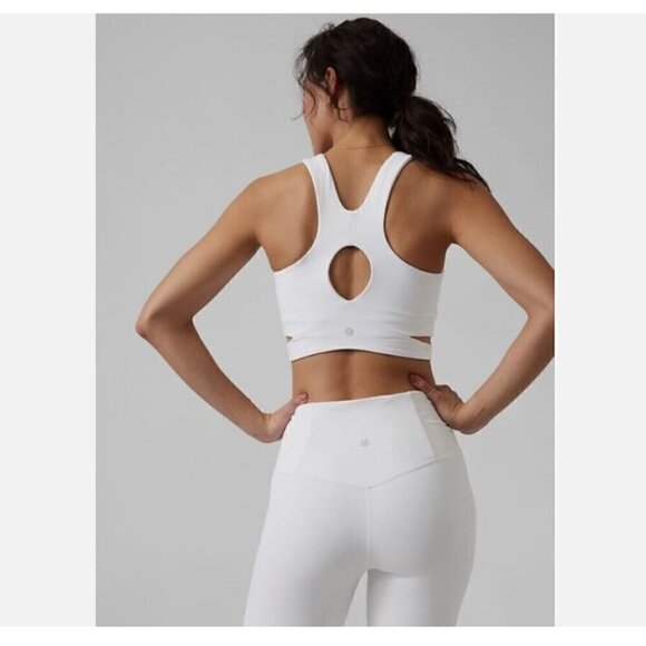 Athleta LIMITED Conscious Cut Out White Crop Yoga Bra Top D-DD NWT #988051 RT$69 - Picture 4 of 11